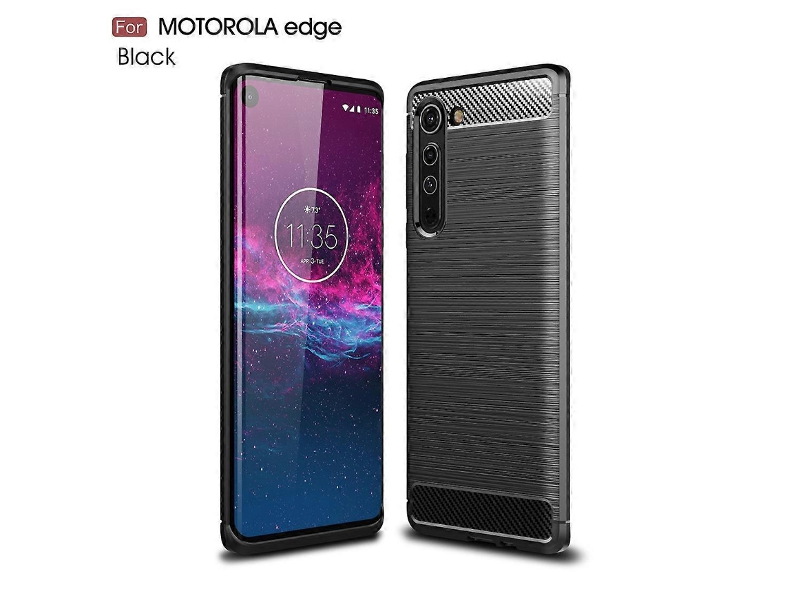 Capa De Tpu Com Textura Escovada Em Fibra De Carbono Para Motorola Moto Edge