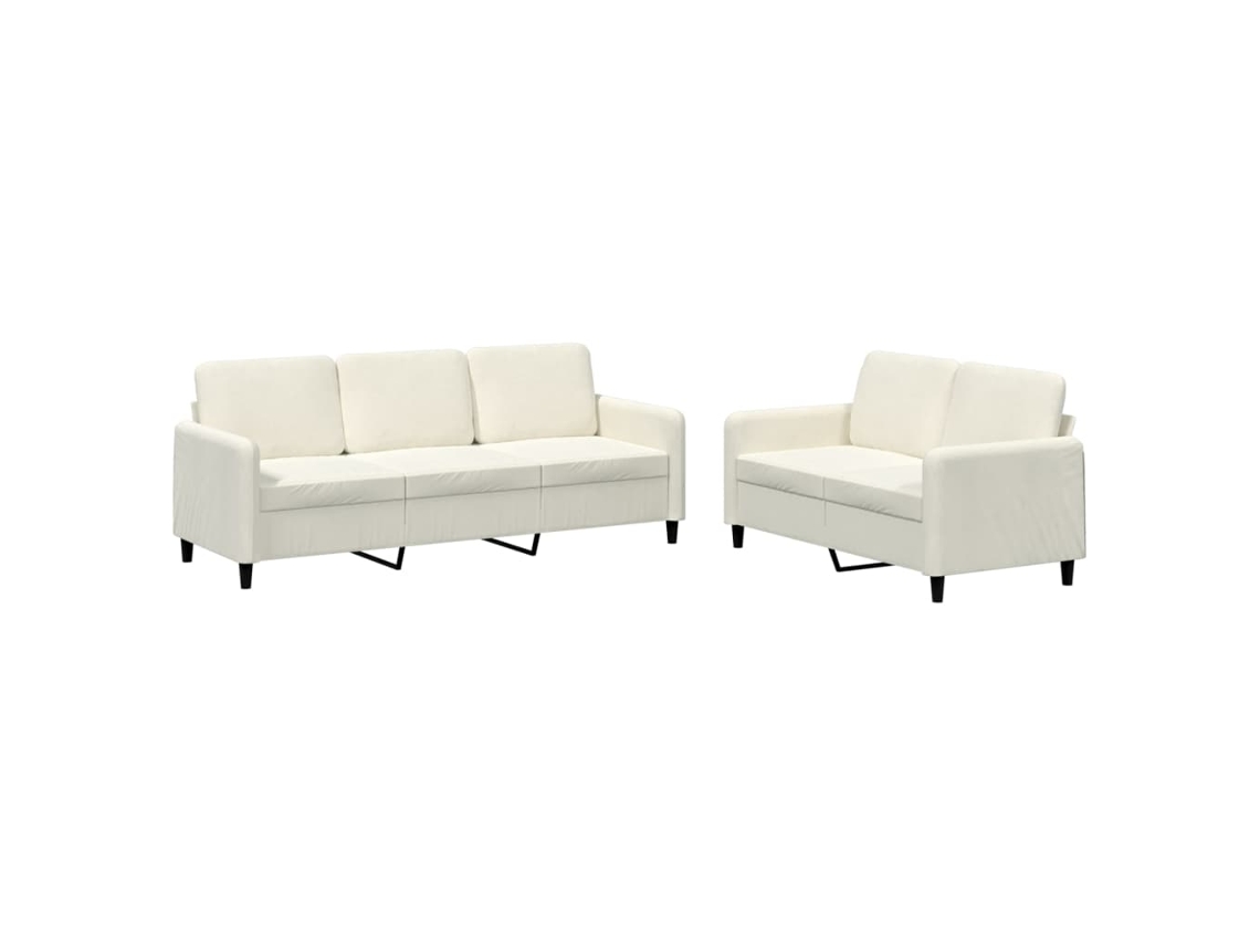 Conjunto 2 de sofás veludo VIDAXL cor creme (198 x 77 x 80 cm)