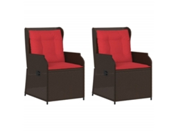 Conjunto de 2 Cadeiras de Jardim Reclináveis com Almofadas em Rattan Sintético Marrom MAISON EXCLUSIVE