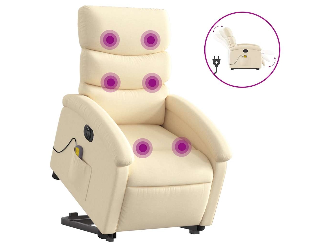 Electric Stand Up Massage Recliner Chair, Electric Stand Up Massage Recliner Chairs Vidaxl Creme Tecido