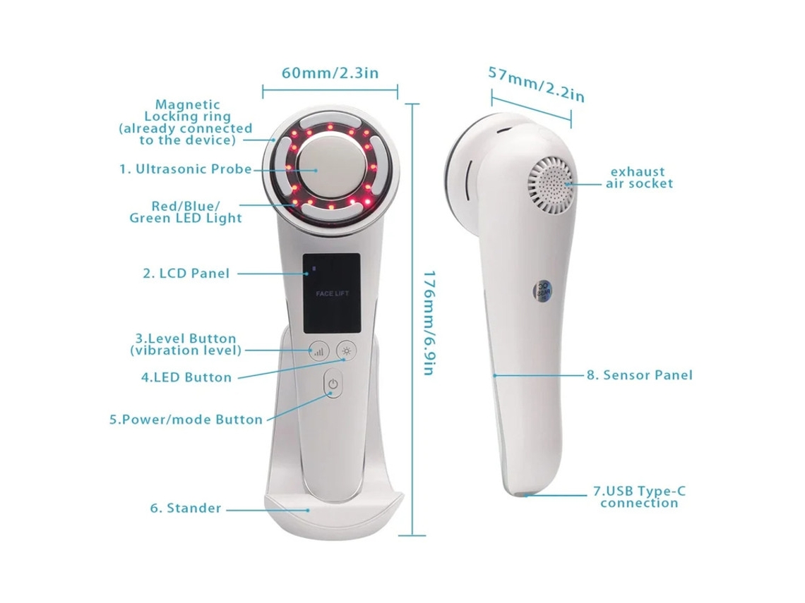 Massajador Facial Máquina De Beleza Facial Para Terapia De Luz Rf De 3 Led Vibração Ultrassónica Para Remoção De Rugas Aperto Da Pele Ems Yizhood