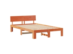 Conjunto 1 Estrutura De Cama Moderna Vidaxl Castanho Madeira De Pinho Maciça (120 X 190 Cm)
