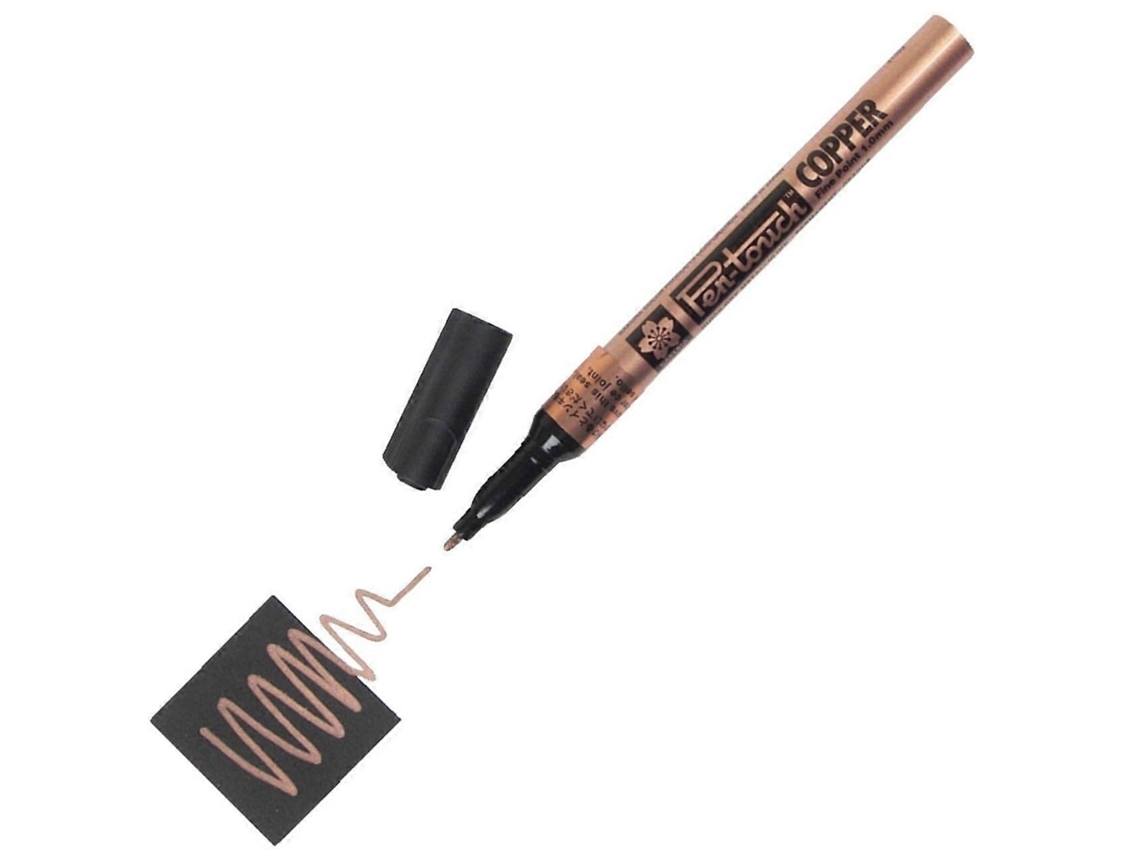 Caneta De Tinta Metálica Permanente Sakura Pentouch De Baixo Odor, Sem Ponta Curta, 1 Mm De Espessura, 138 Mm, Cor Cobre Olysi Shop