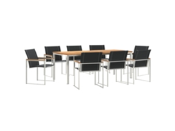 Conjunto 9 Conjunto De Jantar Para Exterior Vidaxl Castanho Madeira De Acácia Maciça (200 X 90 X 75 Cm)