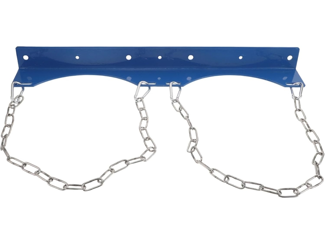Suporte Duplo Para Cilindros De Gás Gadpiparty 40 Litros, Montado Na Parede, Azul, Com Corrente De Segurança, Suporte