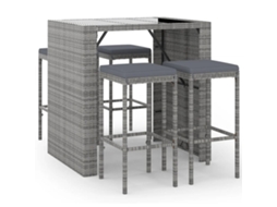 Maison Exclusive - 5 Pcs Conjunto De Bar P/ Jardim C/ Almofadões Vime Pe Cinzento