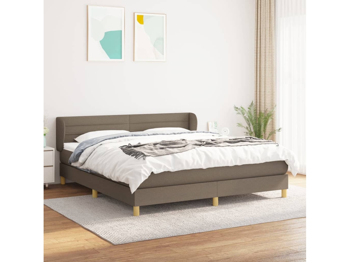 Vidaxl Cama Com Molas/colchão 180x200 Cm Tecido Castanho-acinzentado