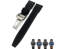 Pulseira de couro com 24 Mm Confortável Água Resistente Fivela Aço Inoxidável S/MARCA