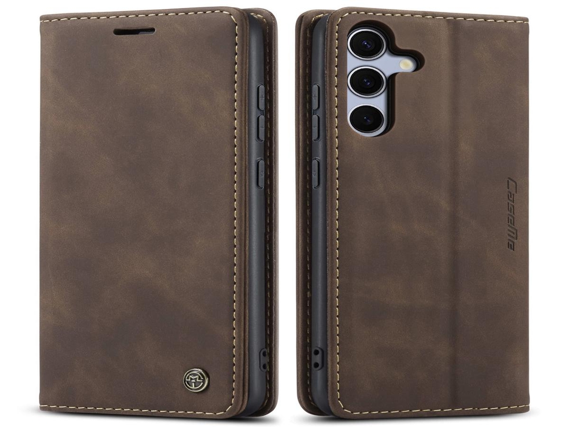 Capa Flip Samsung Galaxy A54 Compatibilidade Suporte Magnético Pu Tpu Castanho