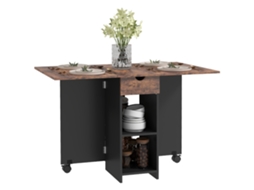 Mesa De Jantar Extensível 2-4 Pessoas Com 2 Folhas, 120x72x75cm, Rústica E Preta