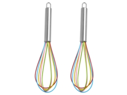 Conjunto De 2 Batedores De Ovos Em Aço Inoxidável Com Cabos Silicone, 25 Cm(10 Polegadas)