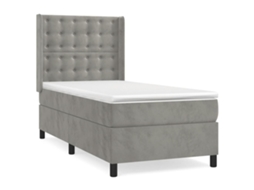 Cama com Molas/colchão 80x200 Cm Veludo Cinza claro MAISON EXCLUSIVE