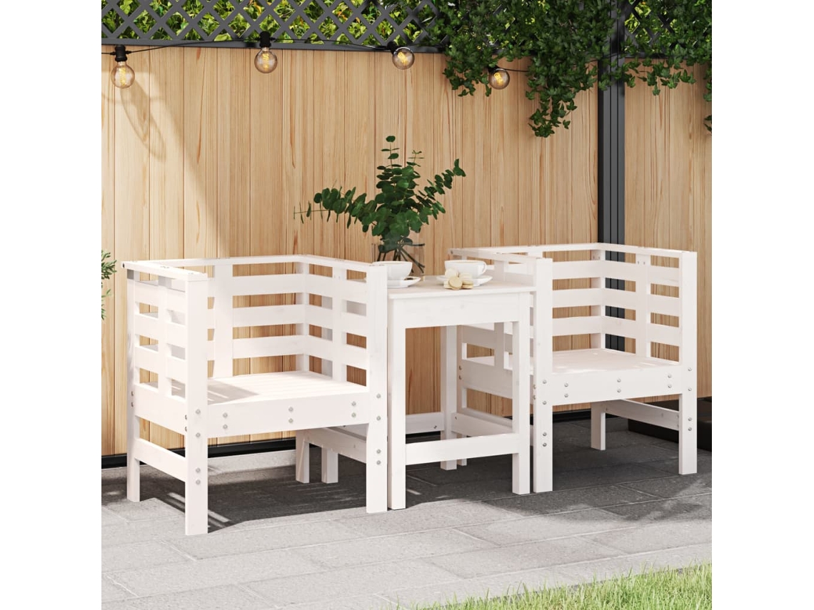 Cadeiras De Jardim 2 Pcs 61,5x53x71 Cm Pinho Maciço Branco Dkd Home Decor
