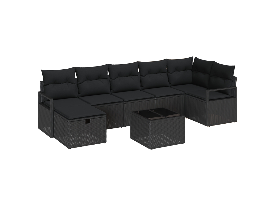 Conjunto 5 Móveis Para Exterior Vidaxl Preto Vime Pe (287 X 122 X 85 Cm)