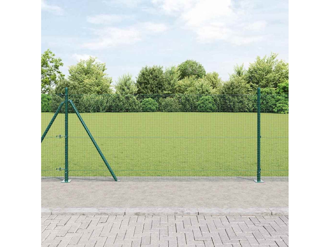 Vidaxl Cerca De Arame Soldado Com Base De Concreto 25 X 0,8 M Verde