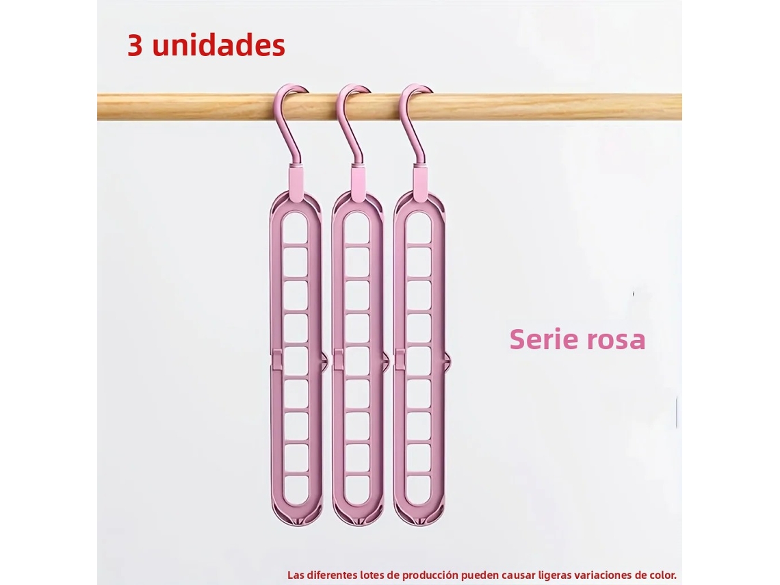 3 Cabides de Plástico Dobráveis com 9 Furos MDUG (rosa)