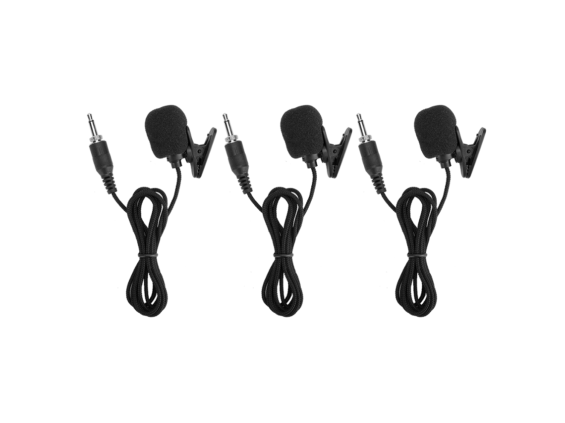 Kit de 3 microfones lapela Mali com fio, 3.5mm, clip, amplificador profissional | S/MARCA