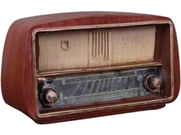 Enfeite De Rádio Retrô Chique Em Resina Marrom, Peça Única Para Mesa, Uso Interno E Presente Para Escritório.