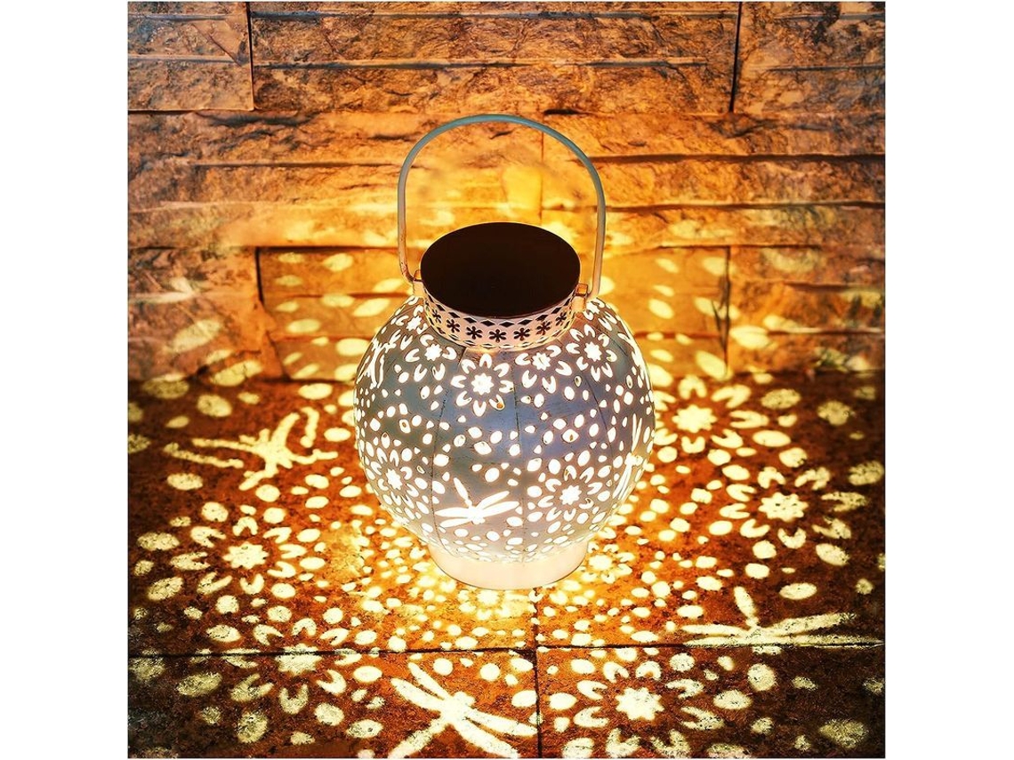 2026 linterna Solar Exterior de Metal com Led Bicolor, Termo Antigo Branco para Jardim Suspenso Ip65
