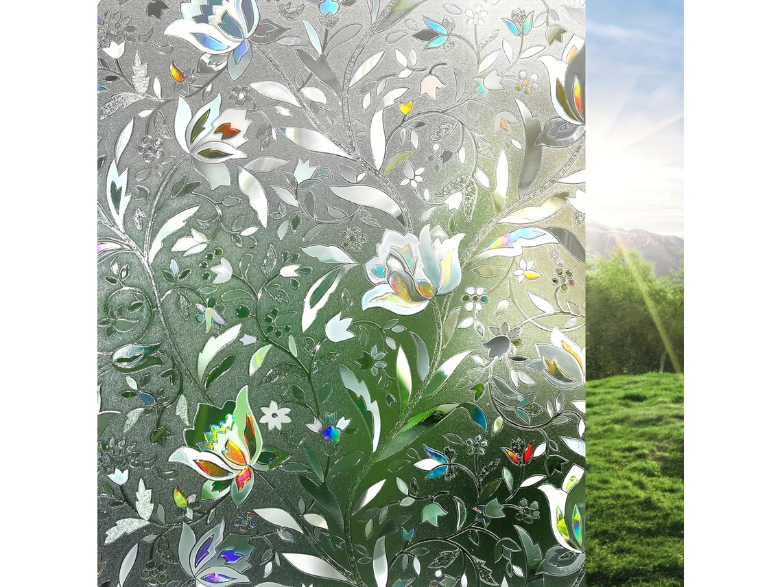 Película De Janela Privacidade, Adesivo De Janela Tulipa, Película Estática 3d Para Vidro, Recortável (45cm X 200cm) Spqment
