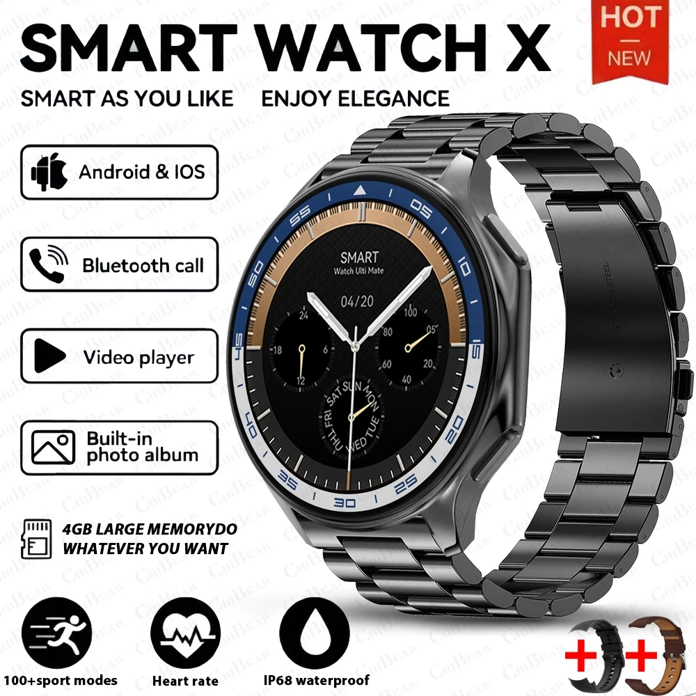 Smartwatch (aço Preto) Com Gps, Bússola, 4 Gb De Memória, Tela De Alta Definição E Chamadas Bluetooth.