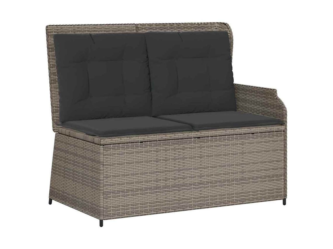 Conjunto 1 Banco De Jardim Vidaxl Cinzento Vime Pe (110 X 67 X 95 Cm)