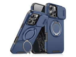 Suporte Casa Para Iphone 15 Pro Max Pele Sintética Magnética Azul