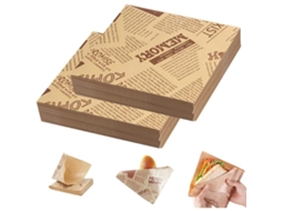 200 Unidades De Sacos Papel Para Hambúrguer, Sanduíche, 18x18cm, Estilo Jornal Envelhecido, Alimentos Como Hambúrgueres, Salgadinhos E Batat