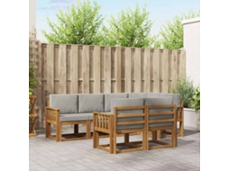 Vidaxl Conjunto De Sofás Para Exterior 7 Unid. Cinza Natural E Claro