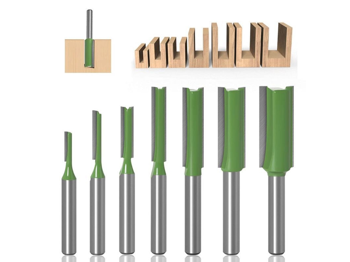 7pcs Brocas De Router Retas 3-12mm Com Cabo 6mm, Ferramentas De Marcenaria Em Carbeto Para Madeira
