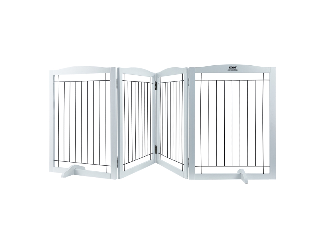 VEVOR Free Standing Dog Gate 32X96.5 Polegadas Freestanding Pet Gate Dobrável Branco