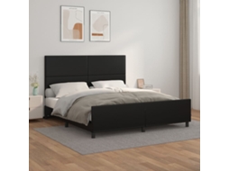 Vidaxl Estrutura De Cama C/ Cabeceira 180x200cm Couro Artificial Preto