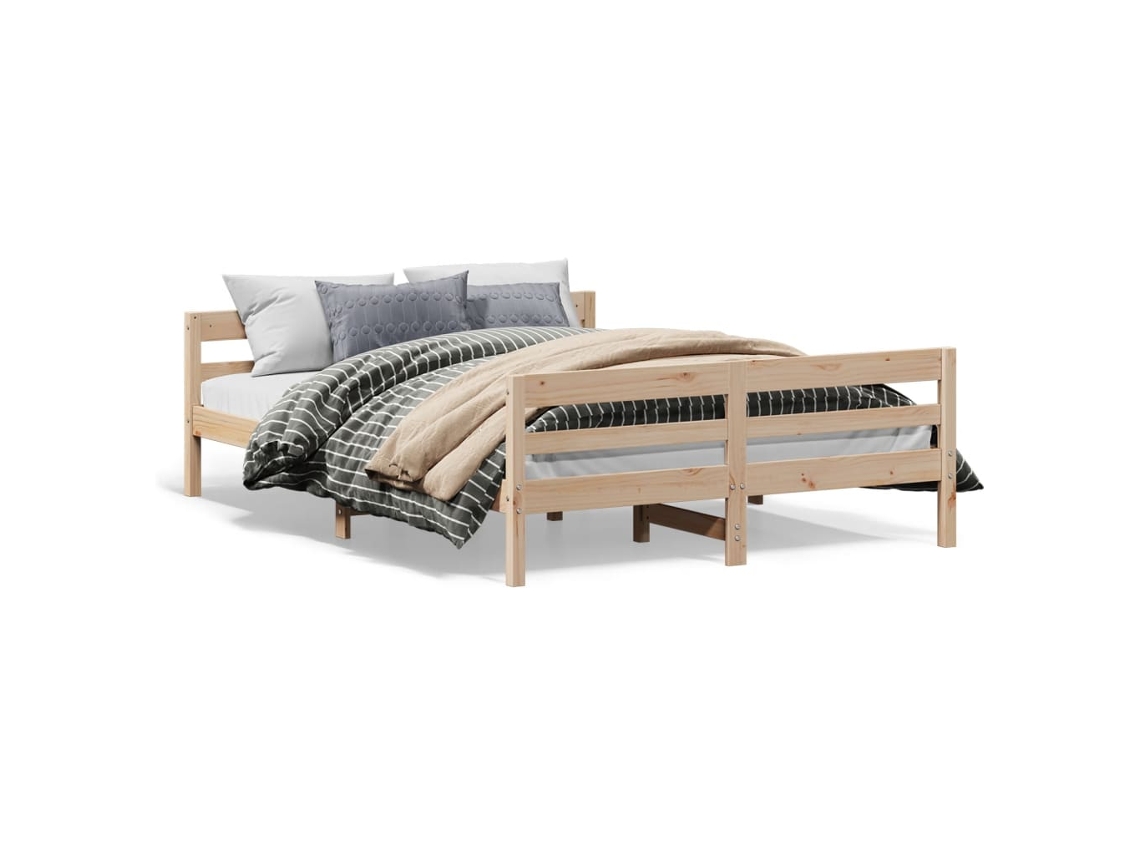 Bed Frame, Bed Frames Vidaxl Marrom Madeira De Pinho (140 X 200 Cm)