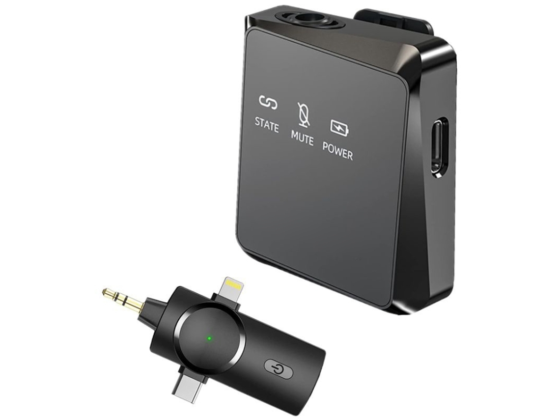 Microfone De Lapela Sem Fio 3 Em 1 One Mini Para Iphone/ Ipad/ Android/ Câmera Pc Aquaforge