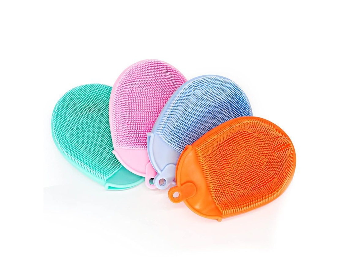 pincel de prato para frutas e legumes com esponja de silicone 4 cores 4 pacotes