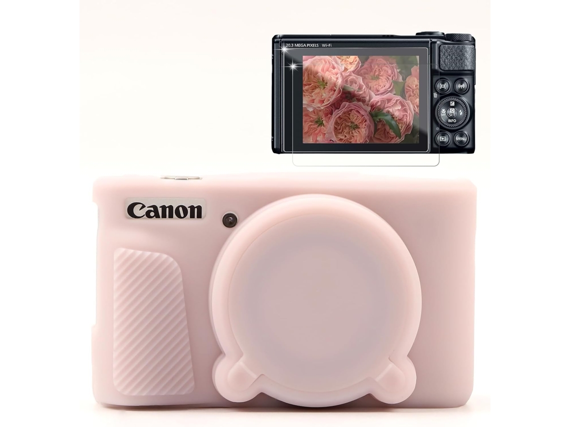 Capa Protetora Silicone HEXINYIGJLY para Canon Powershot Sx740/sx730leve, Antirriscos, Películas Ecrã Rosa Gelatinoso