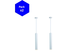 Conjunto De 2 Lâmpadas Pendentes Modernas Em Alumínio Branco Design Minimalista Em Forma De Tubo 40 Cm Com Soquete Gu10, Altura Ajustável Alpinaluz