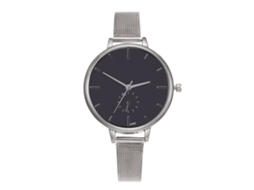 Relógio Analógico de Quartzo Feminino com Pulseira de Aço Mesh Casual e Empresarial (prata)