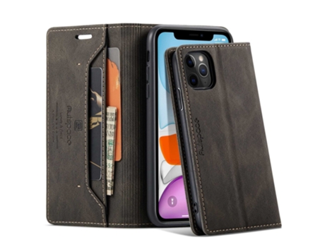 Capa Bloqueio Rfid Para Iphone 11 Pro Max Autspace Pele Sintética Castanho