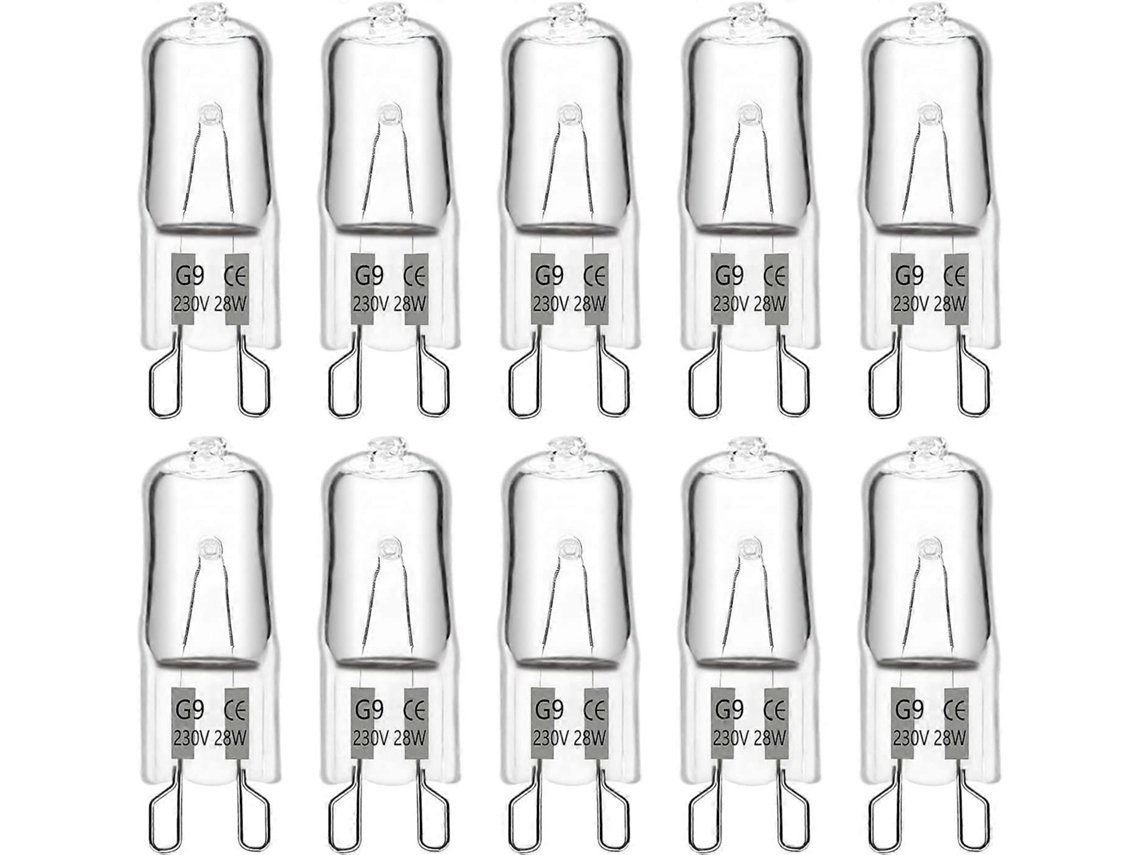 Rebe bombilla Halógena G9 28w 230v, 370lm 2700k Branco Quente Regulável, Cápsula de Vidro, Pacote de 10