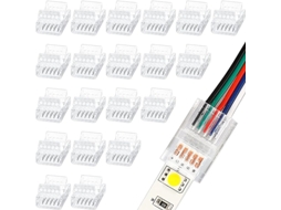 20 Pcs 5 Pinos 12 Mm Led Strip Connector Rgb Lights Adaptador À Prova D‘água 22 Awg Wires Connector For Strip Light Não-wired Gapless Track 5v 12v 24v
