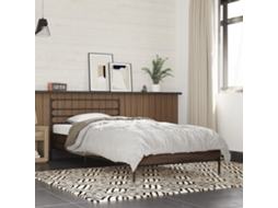 Estrutura De Cama Derivados De Madeira/metal Carvalho Castanho