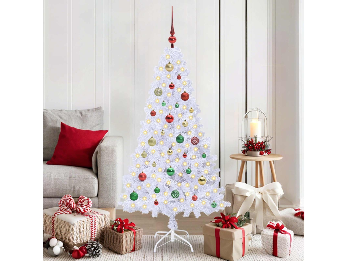Vidaxl Árvore De Natal Artificial Com 150 Leds Branco 150 Cm Pvc E Aço