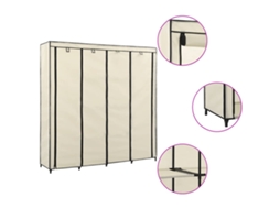 Vidaxl Roupeiro Com 4 Compartimentos 175x45x170 Cm Cor Creme