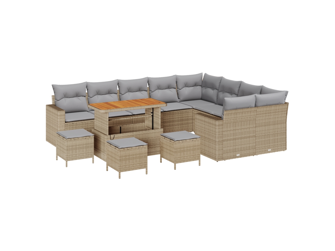 Conjunto 13 Sofá De Jardim Vidaxl Bege Vime Pe (110 X 55 X 71 Cm)