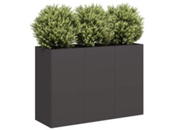 Conjunto de 1 Floreira com Vaso de Jardim 120x40x80cm Aço Laminado Preto HARLANV1