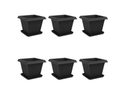 Conjunto 6 Vasos De Plantas Modernos Vidaxl Preto Plástico (38 X 38 X 30 Cm)