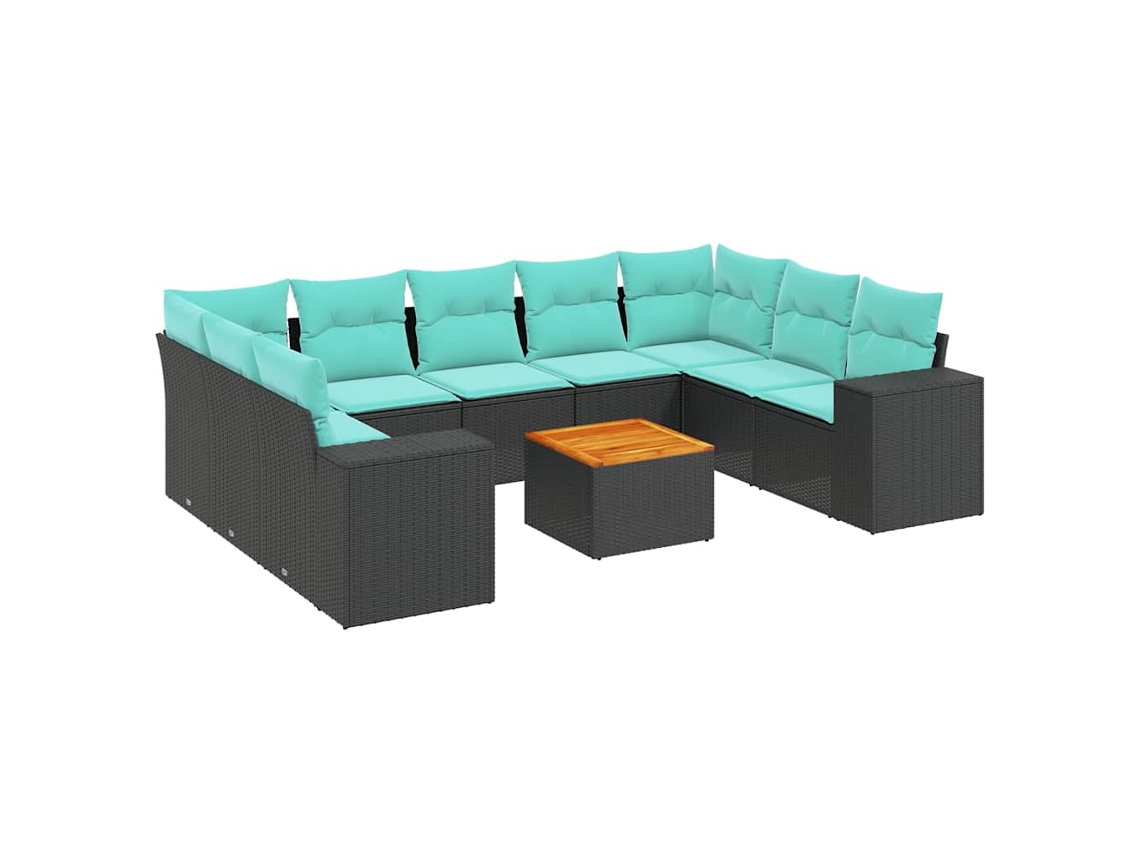 Conjunto de Sofá Jardim 3 Peças Almofadas Rattan Sintético MAISON EXCLUSIVE