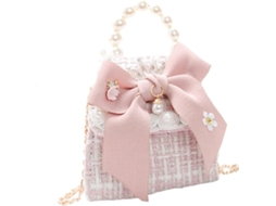 Mini Bolsa De Ombro Infantil Com Nó E Pérolas, Ideal Para Viagens E Passeios Do Dia A Dia.