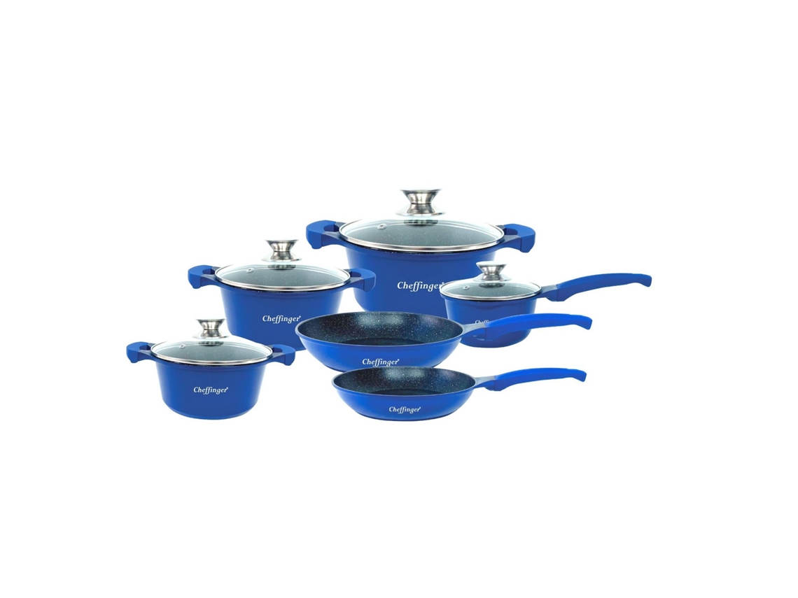 Panelas Frigideiras e Caçarolas Azul 6 Peças